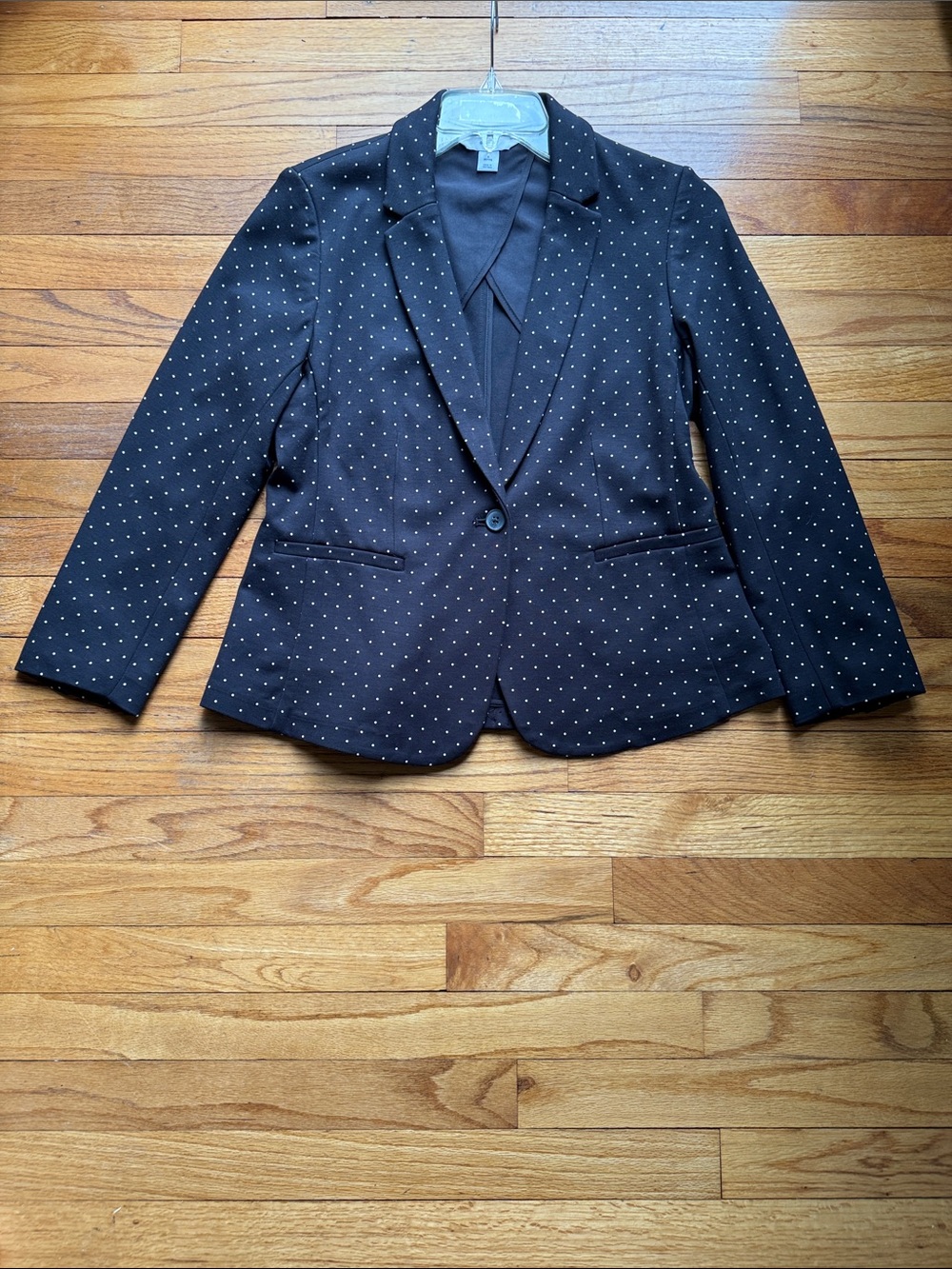 Old Navy Black Blazer with Off-White Polka Dots - Single Button like new SZ SP